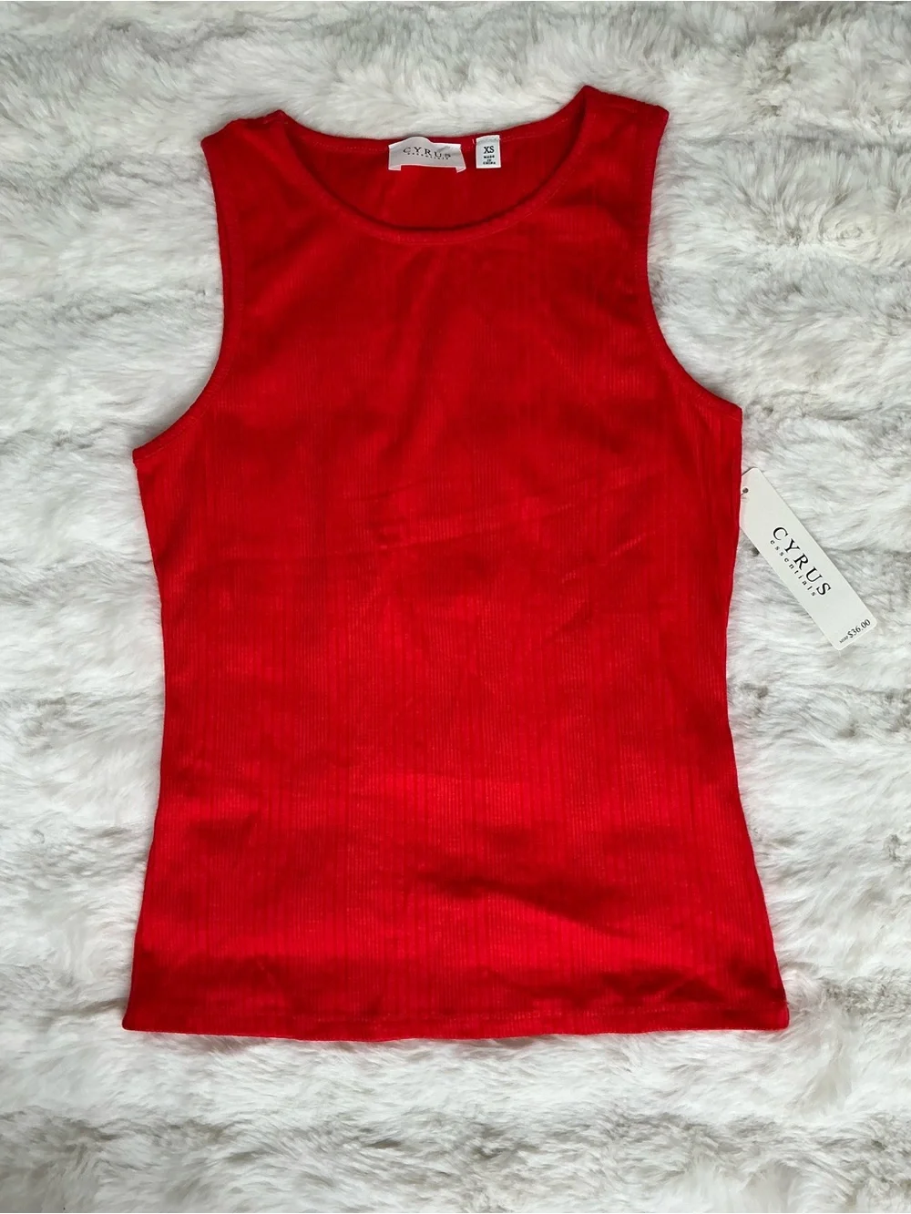 Cyrus Vibrant Red Ribbed Tank Top - Picture 4 of 4